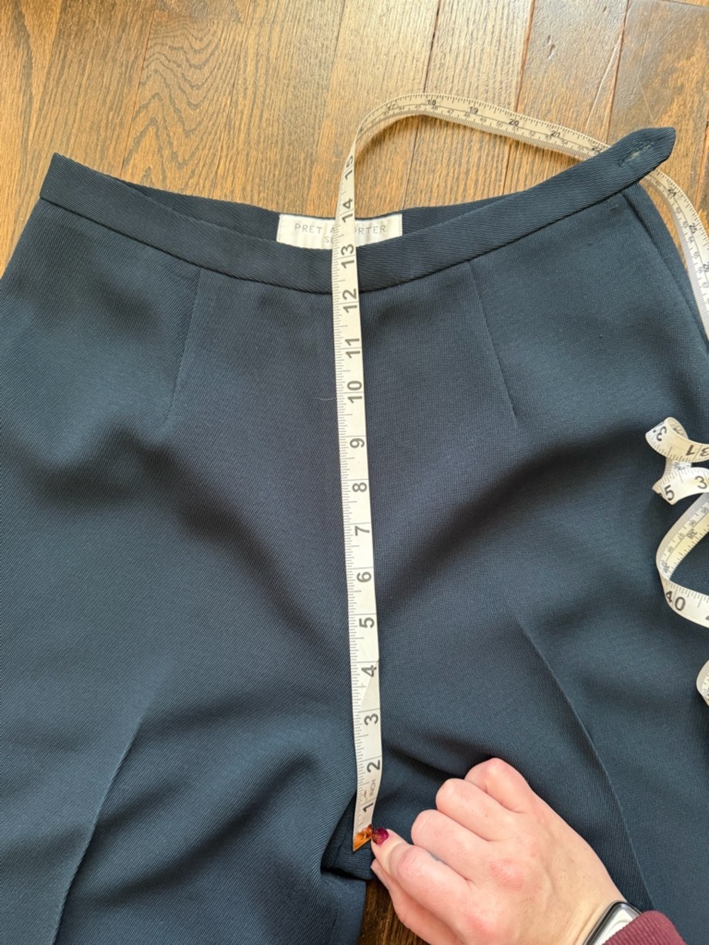 Vintage Women's Navy Tailored Ankle-Length Trousers - Picture 7 of 8